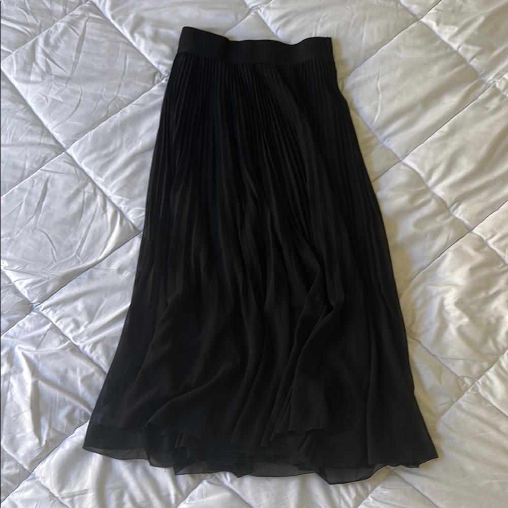Aritzia Black Maxi A-Line Twirl Skirt Pleated Night Out